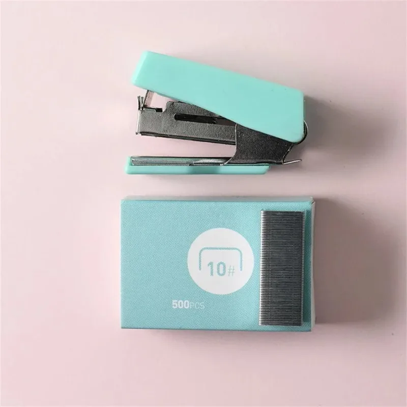 1PC Mini Stapler Set with 500pcs 10# Staples Cute Stationery Kit for School Office Metal Paper File Binding Supplies