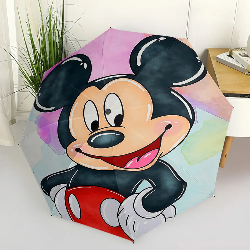 

Автоматический складной зонт с акварельным принтом Микки Мауса от Disney, портативный ветрозащитный дорожный зонт для детей и взрослых, милый зонт Ca
