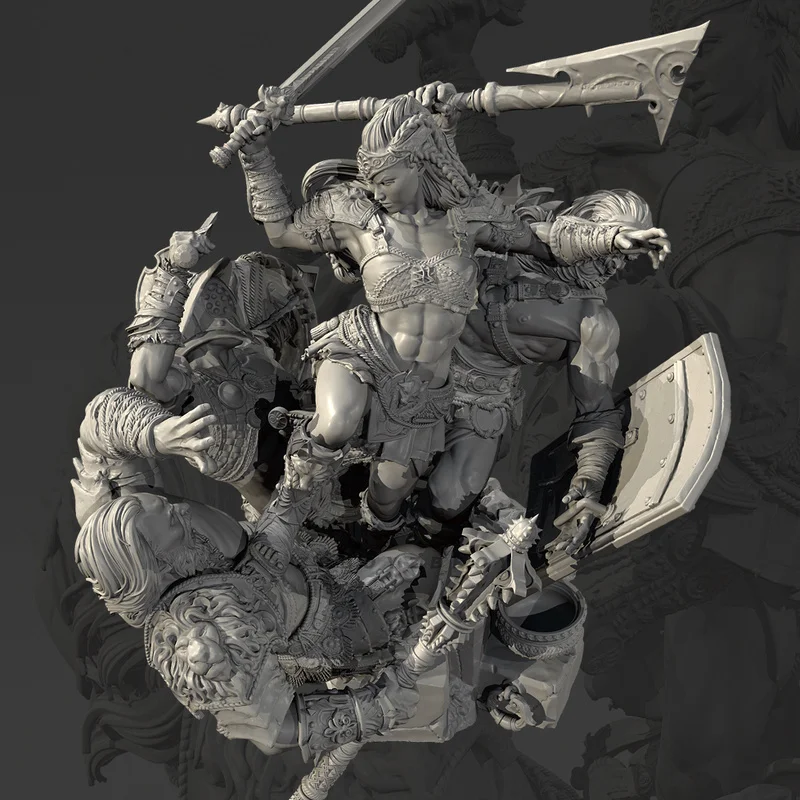 

75mm 90mm 115mm Resin Model Figure Fight With God Gk Micro Miniature 3d Printed White Model Toy Unassembled And Unpainted Kit