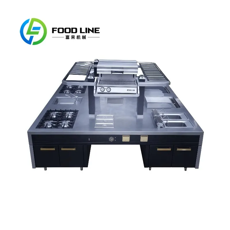 High Quality Commercial Monobloc Cooking Range Professional Restaurant Use Tailor-Made Kitchen Design Cooking Equipment