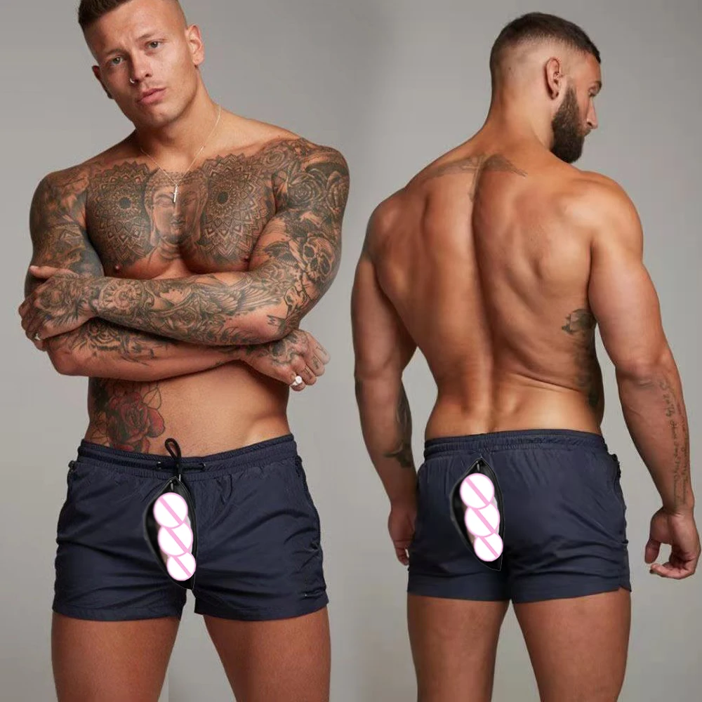 Open Crotch Sex Pants Exotic Hotpants, Fitness Beach Shorts Men Elastic Breathable Quick-drying Sports Short GYM Beach Trunk Man