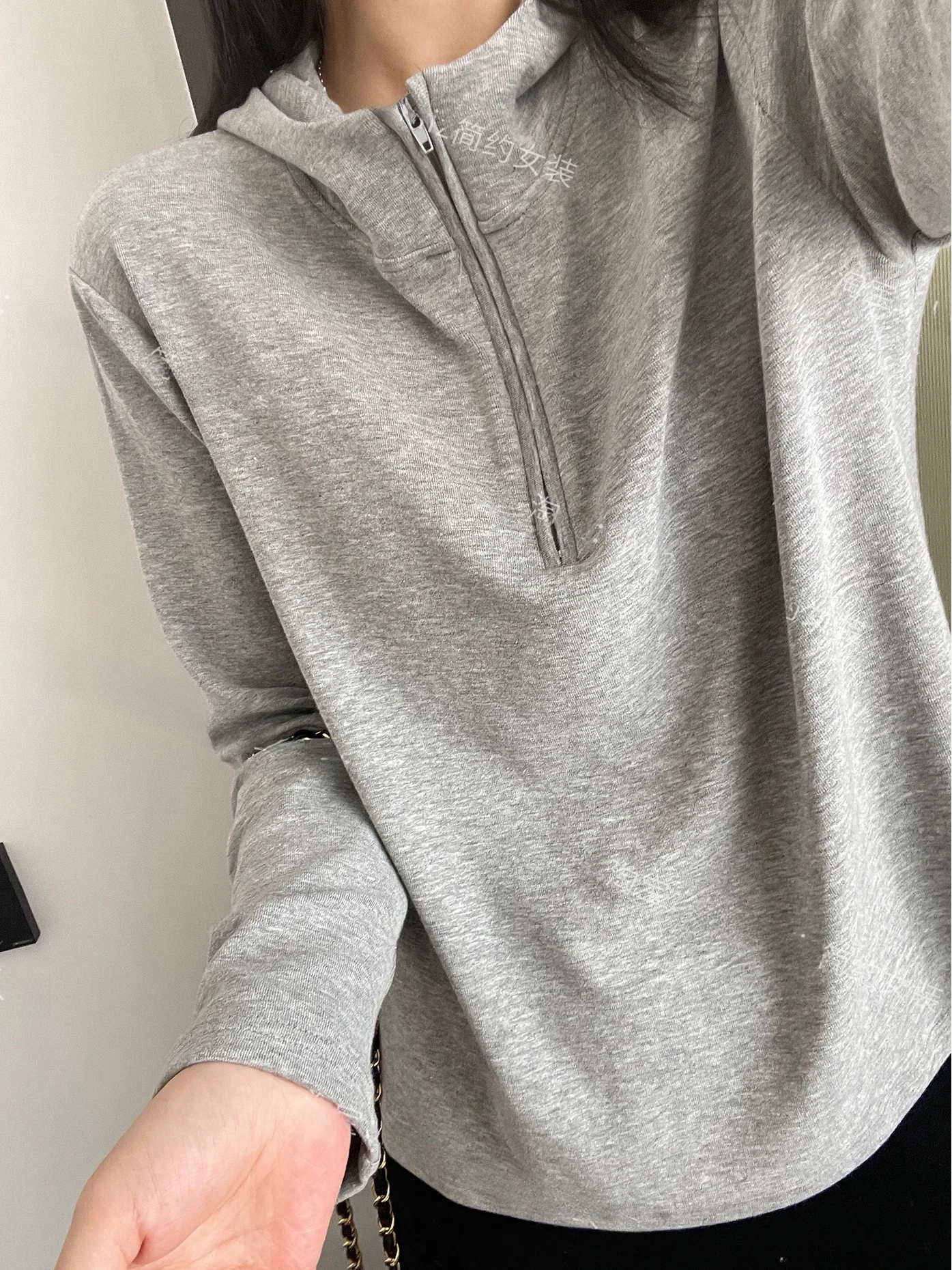 

Autumn New Soft Mousse Cotton Hoodie Long Sve Loose Women's T-irt Base irt Ele Sle Moisture ng Sweatirt