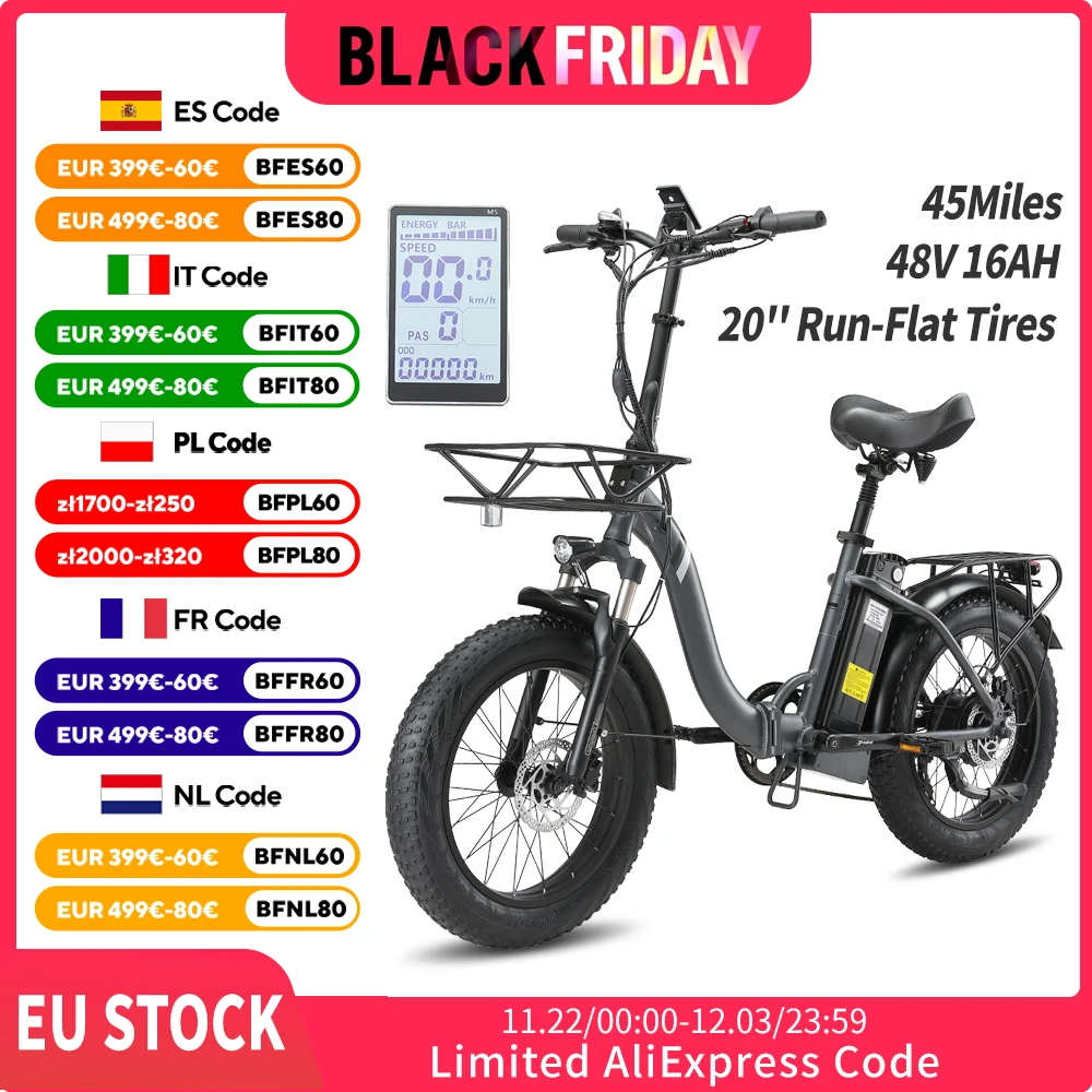 Electric Bikes For Adults 330lbs Load Capacity Urban Commuting Ebike 500W Folding Fat Tire Electric Bicycle