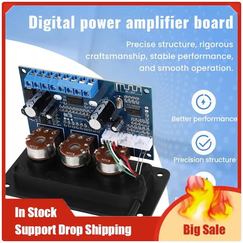 Mejores OFERTAS Placa amplificadora Digital Bluetooth de 2,1 canales 2X25w + 50W BT5.0 Subwoofer Clase D Placa de Audio DC12-20V con Cable USB