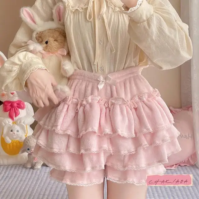 Японские оригинальные милые праймеры в стиле Лолиты, безопасные антисветовые плюшевые теплые пушистые женские шорты Jk, шаровары с тыквой, женские шаровары допамина