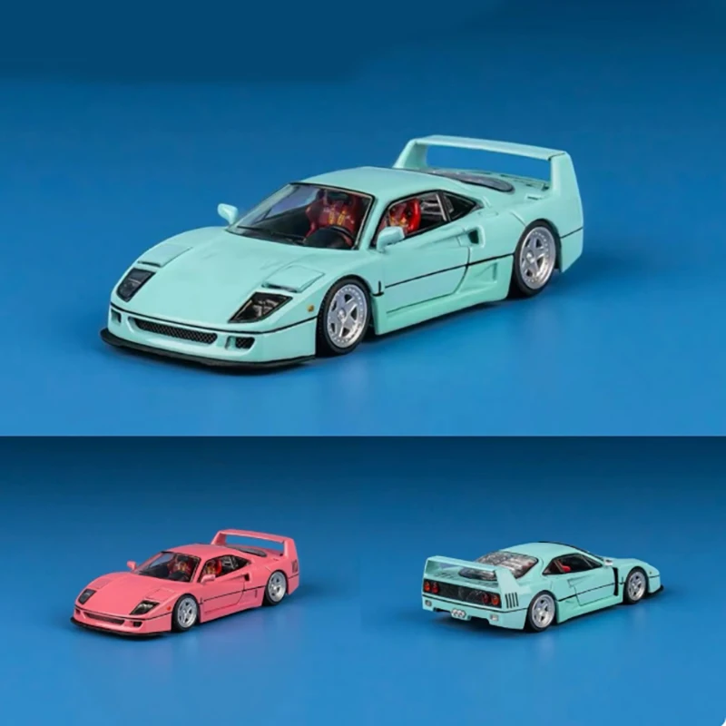 

Литая под давлением модель автомобиля из сплава в масштабе 1:64, F40, розовый флип-свет для девочек, имитация готовой машины, коллекция для хобби, орнамент, подарок