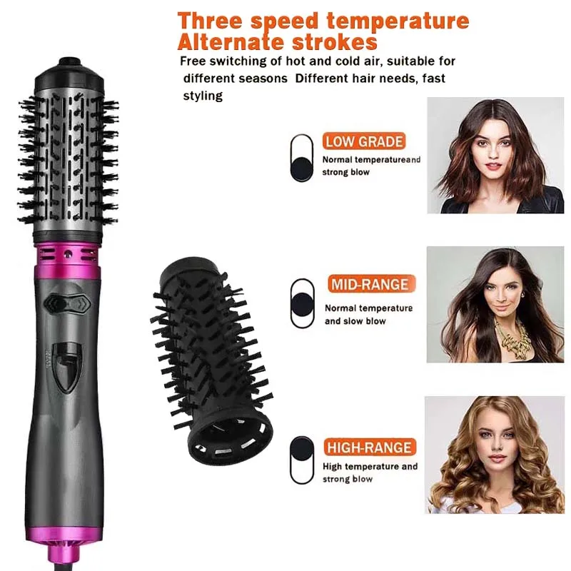 2 In 1 Hair Styling Power Cord Professional Hot Air Brush Straightener Electric One Step Hair Dryer Blow Brush With High Click view 3
