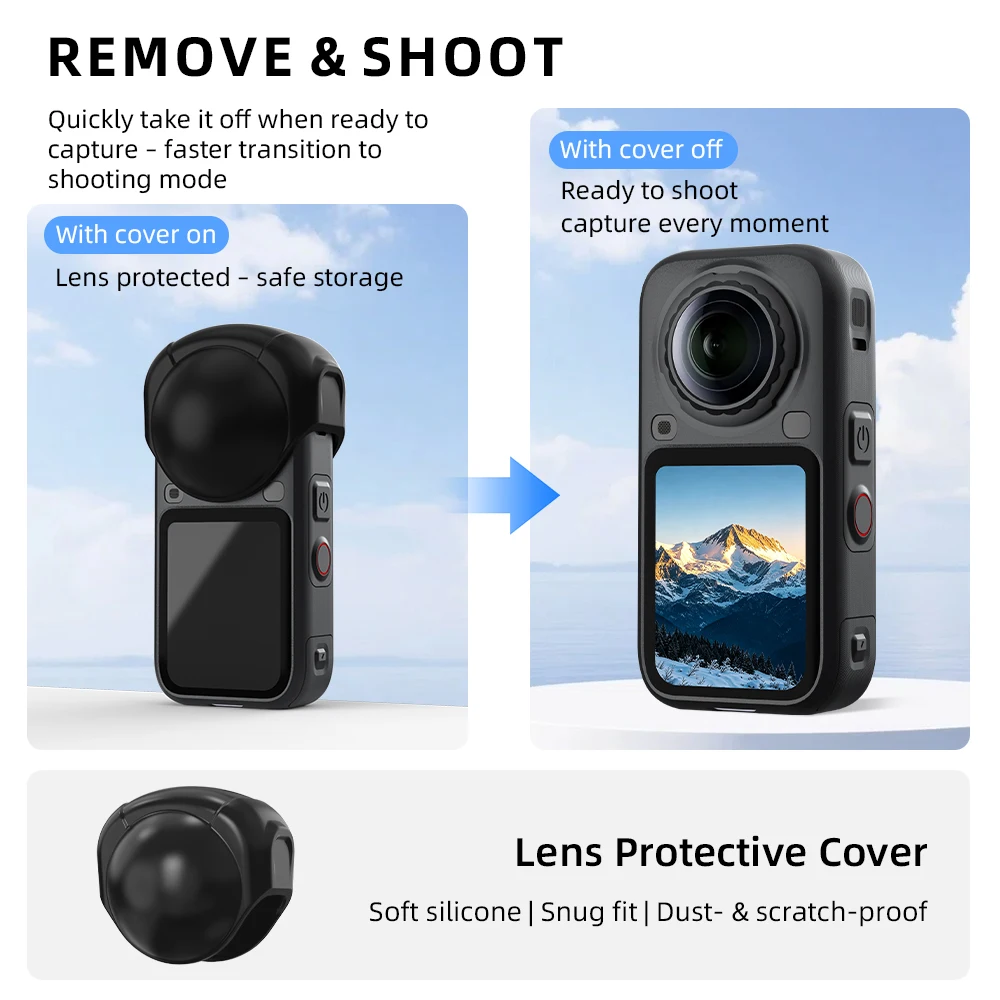 Silicone Camera Lens Protector for Insta360 X6, Soft Anti‑Scratch Lens Cover Dust‑Proof Protective Guard Camera Accessory