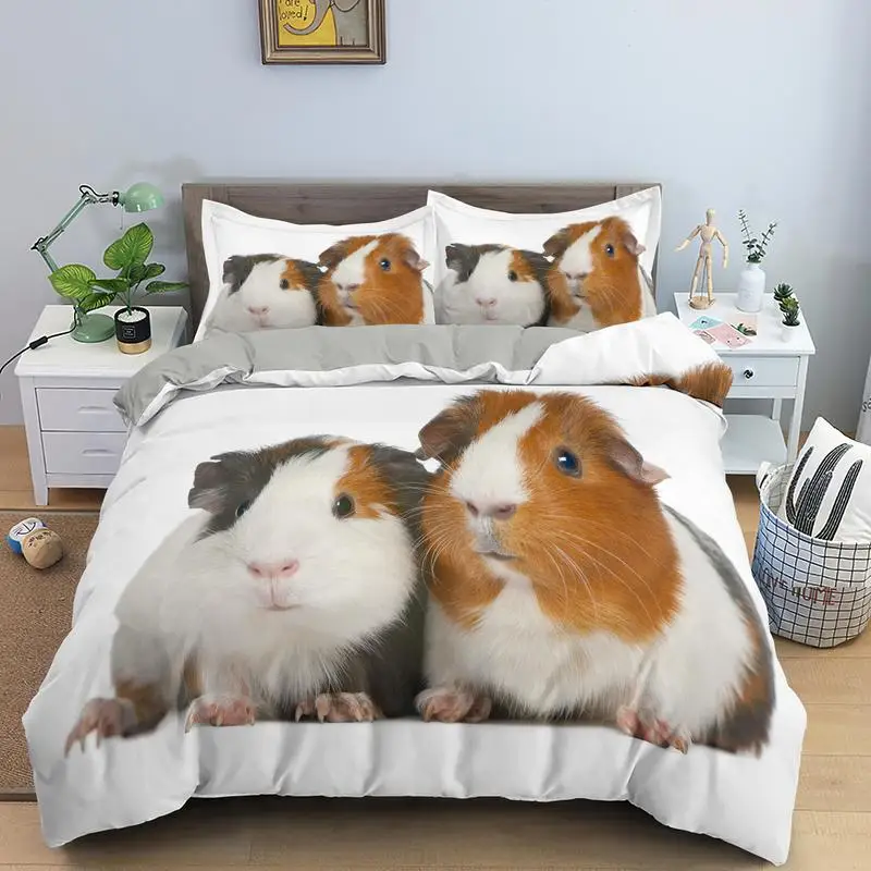 

Guinea Pig Bedding Set Cute Mouse 3D Duvet Cover Animal Comforter Cover For Kids Boys Girls Teen Soft Twin Quilt Cover