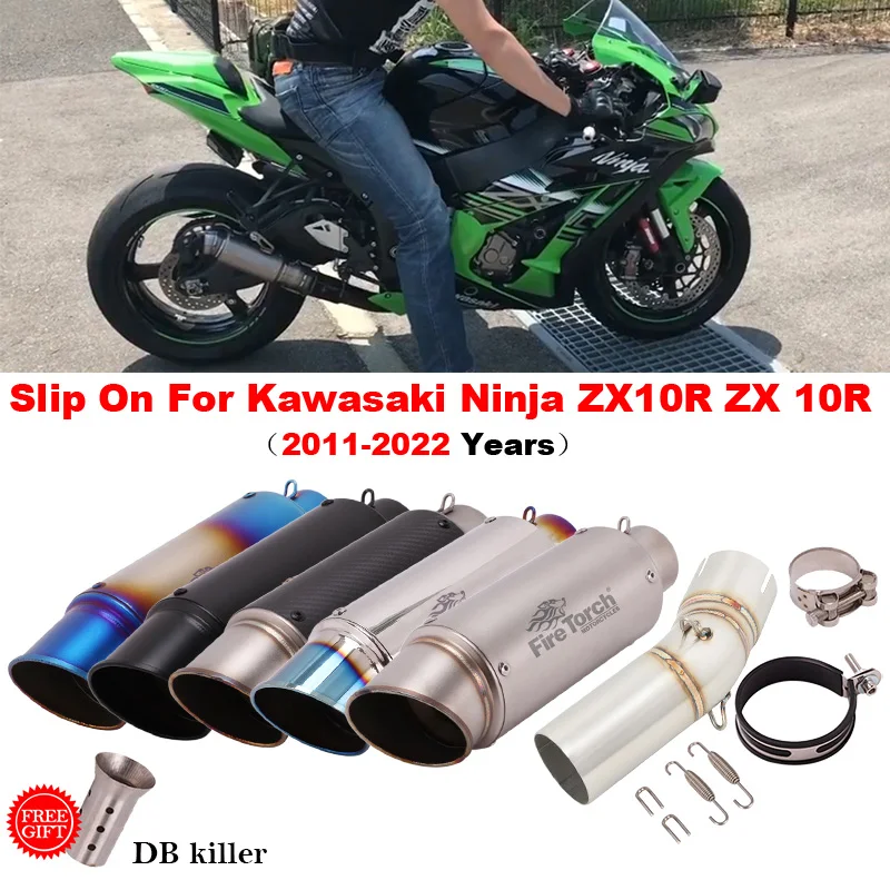 

Slip On For Kawasaki ZX10R ZX-10R ZX 10R 2011 - 2022 Motorcycle GP Exhaust Escape System 51mm Muffler Moto Middle Mid Link Pipe