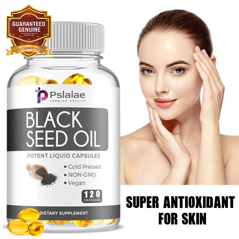 

Black Seed Oil Capsules - Gluten Free, Non-GMO, Cold Pressed, Helps with Digestive Health, Immune Support, and Brain Function