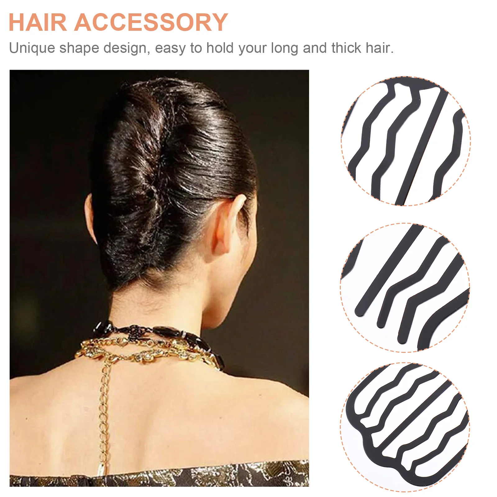 

2 Pcs Girl Hair Accessories Side Fork Combs Headgear U Pins Bun Clip Black Shaped Clips Tool