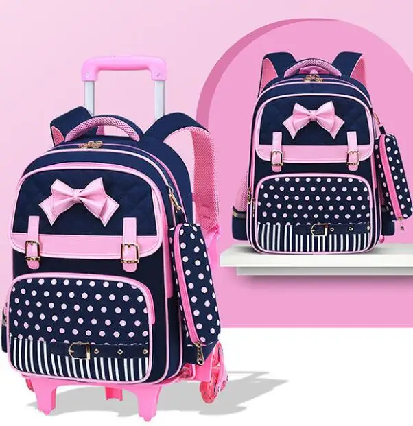 Mochila escolar con ruedas para niños y niñas, Bolsa Escolar con 2 ruedas y 6 ruedas