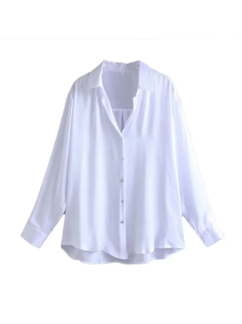 2023 New Female Elegant Ladies Tops High Quality Office Lady Blouses Satin Long Sleeve Women Summer Blouse Button Up Shirt