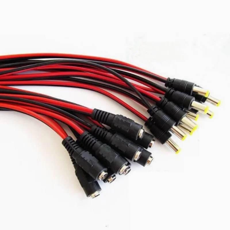 5pcs DC Power Male Female Cable 12V Plug DC Adapter Cable Connector For CCTV Camera DC Plug 5.5*2.1mm