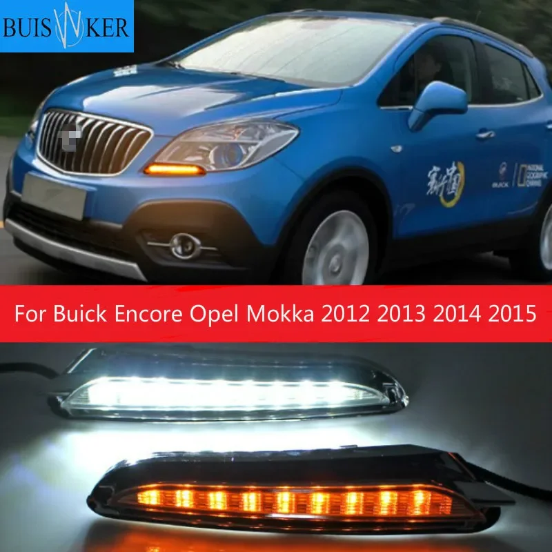 

1Pair DRL For Buick Encore Opel Mokka 2012 2013 2014 2015 Daytime Running Lights Fog head Lamp cover Daylight