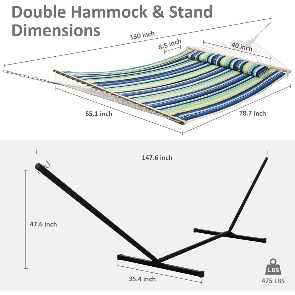 2 Person Strong Hammock for Two People Outdoor Garden Hammocks Camping Cradle Multi-person Hammock- Patented 3 Point Design Camp