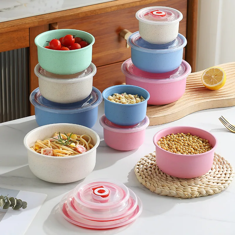 Kitchen Fresh-Keeping Bowl With Lid Dry Food Fruits And Vegetables Sealed Storage Box Portable Office Worker Lunch Box