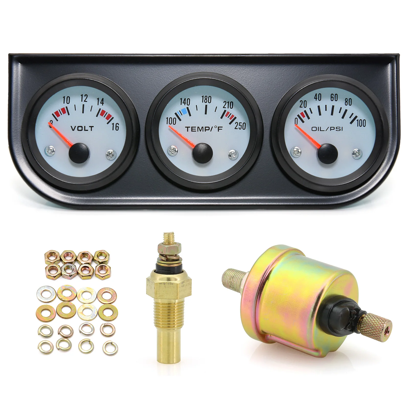 油圧計キット,トリプルメーター,3 in 1,水温計,電圧8-16v,100-250,0-100psi,車,SUV,トラック用