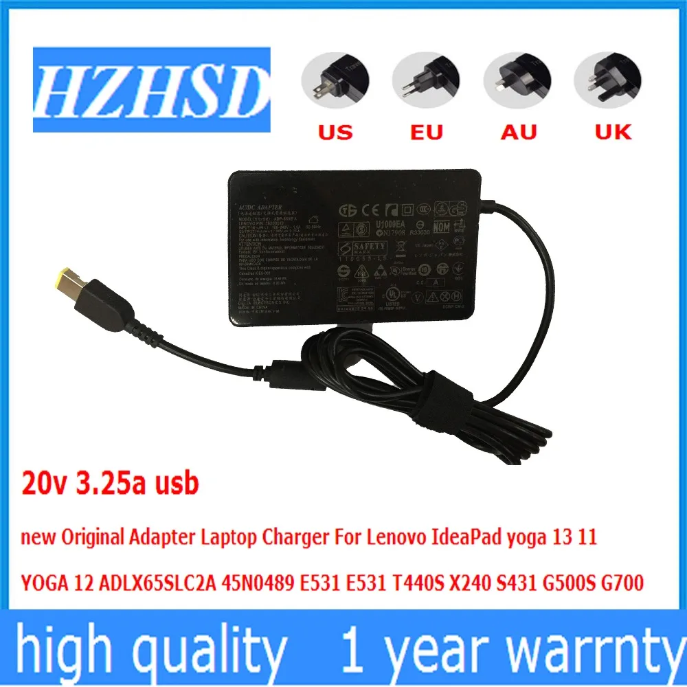 

20v 3.25a usb new Original Adapter Laptop Charger For Lenovo IdeaPad yoga 13 11 YOGA 12 45N0489 E531 E531 T440S X240 S431 G500S