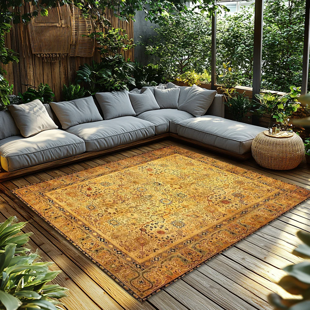 Vintage Persian Area Rug Traditional Oriental Carpet Bohemian Floor Decor Turkish Kilim Non-Slip Home Accent Durable Living Room