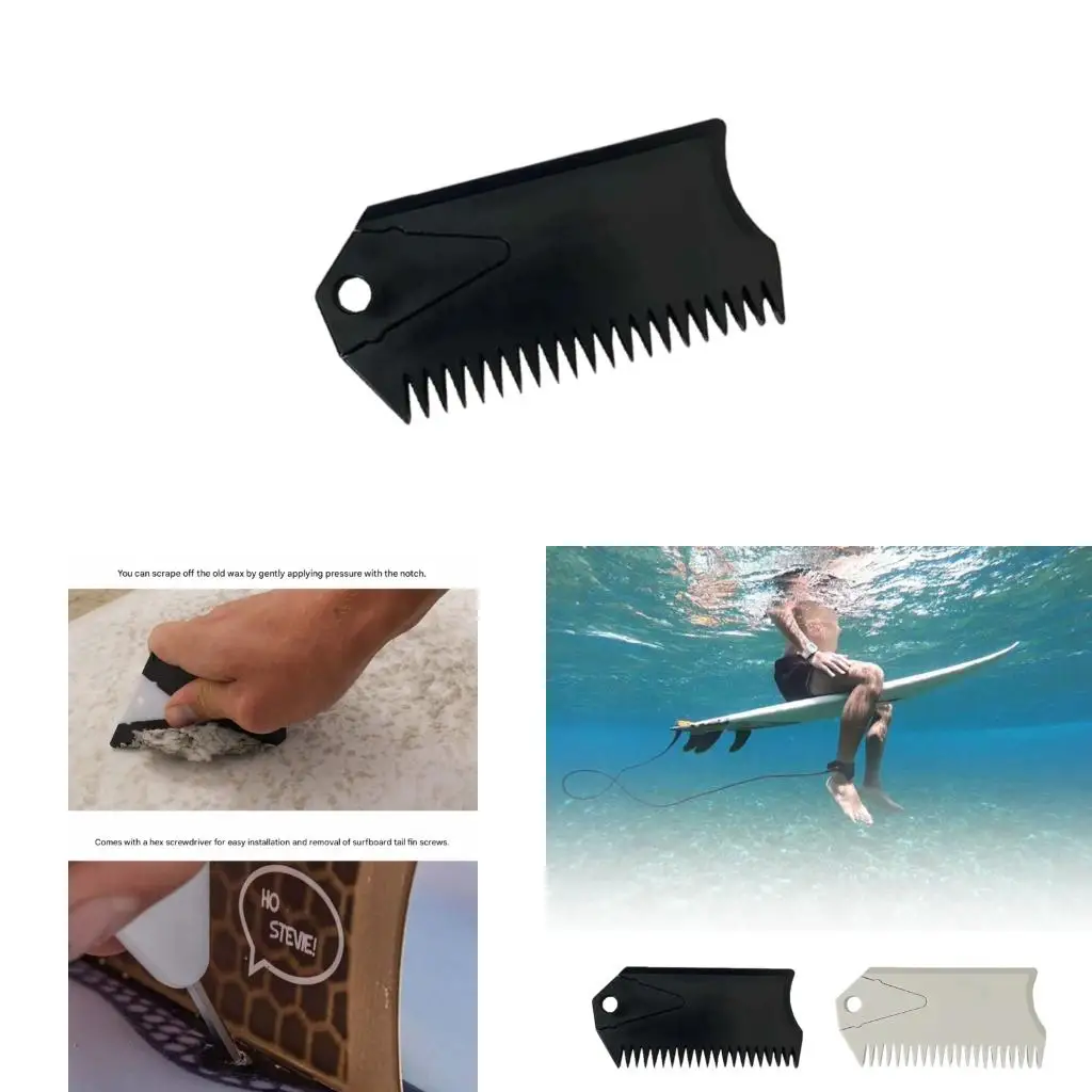 Q39E Surfboard Waxs Comb with Keychains Hole Surfboard Waxs Remove Comb With Fins for Water Sports Surfing Accessories