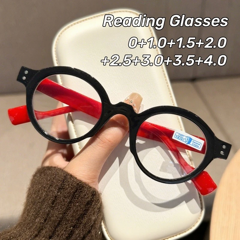 

Retro Round Frame Presbyopia Glasses HD Anti-blue Light Reading Glasses for Men and Women Large Thick Frame Luxury Brand Glasses