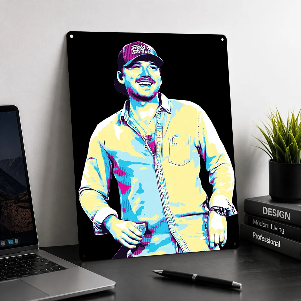 Morgan Wallen Pop Art Portrait 3D Texture Metal Poster Customized Wall Art Tin Sign Gift for Mancave Decor Living Room Wand Deko