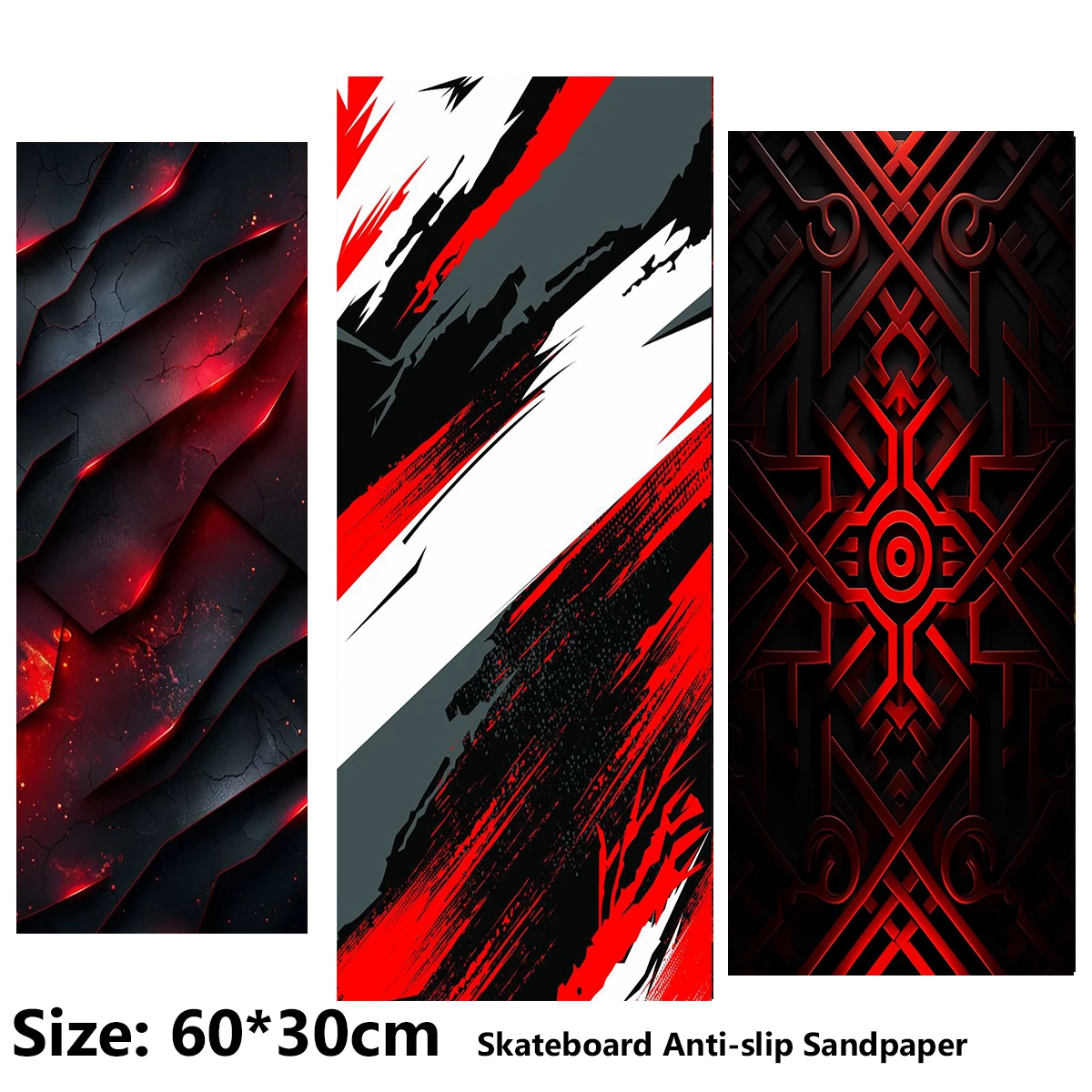 ElecStric Scooter Anti-slip Sticker Sandpaper Skateboard Grip Tape Sheet 60*30cm Lava Abstract Geometric Pattern