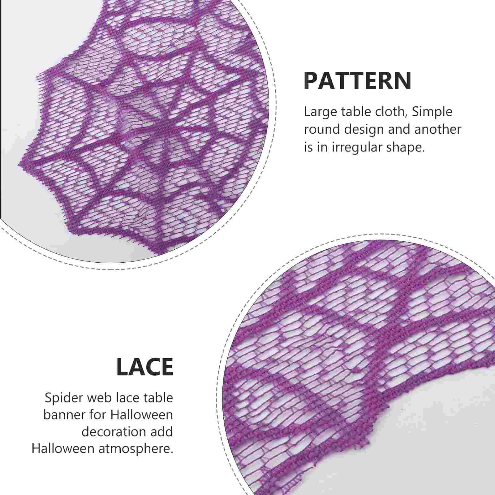 Round Outdoor Ghost Decorations Lace Table Runner Halloween Desk Spider Web Tablecloth