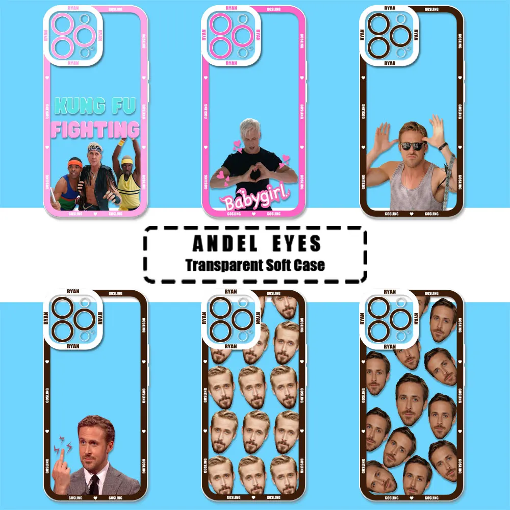 Transparent Soft Case For iPhone 11 12 13 Mini 14 15 Pro Max 7 8 Plus SE X XR XS 14 15ProMax Phone Case Fuuny Ryan Gosling Cover