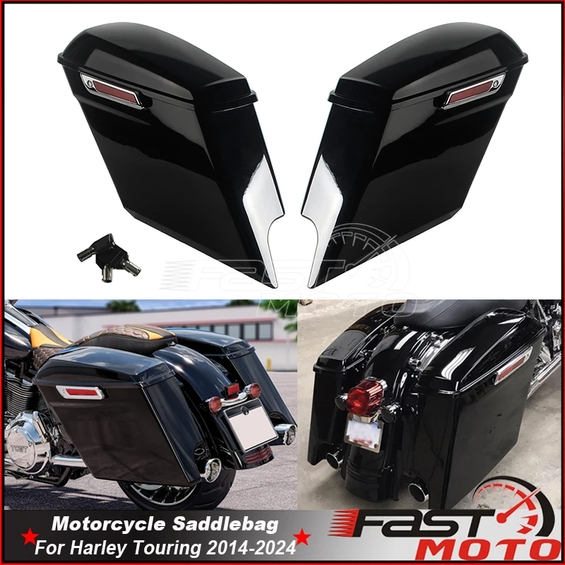 

Motorcycle Hard Saddlebags Saddle Bags Trunk Side Luggage Box Saddlebag For Harley Touring Road King Glides Electra Glide 14-24
