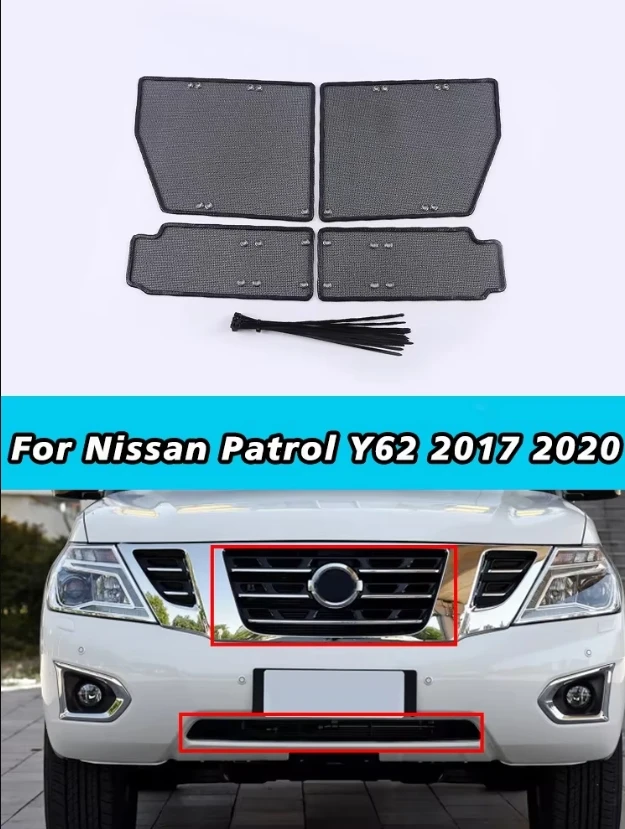 

For Nissan Patrol Y62 2017 2020 Car Accessories Steel Front Grille Insert Net Anti-insect Dust Rat Garbage Proof Inner Cover Net