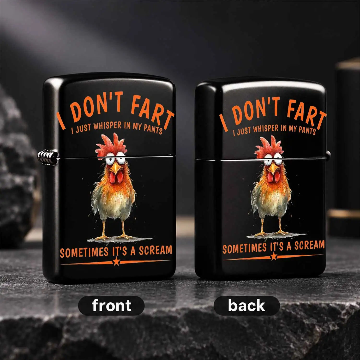 Funny Chicken Print Lighter, Humorous Slogan Portable Igniter, Creative Novelty Daily Carry Item, Delicate Practical Gift For Friends Family, Suitable For Camping Hiking Travel Home Daily Multi Scenario Application, Exq A Humorous And Inter