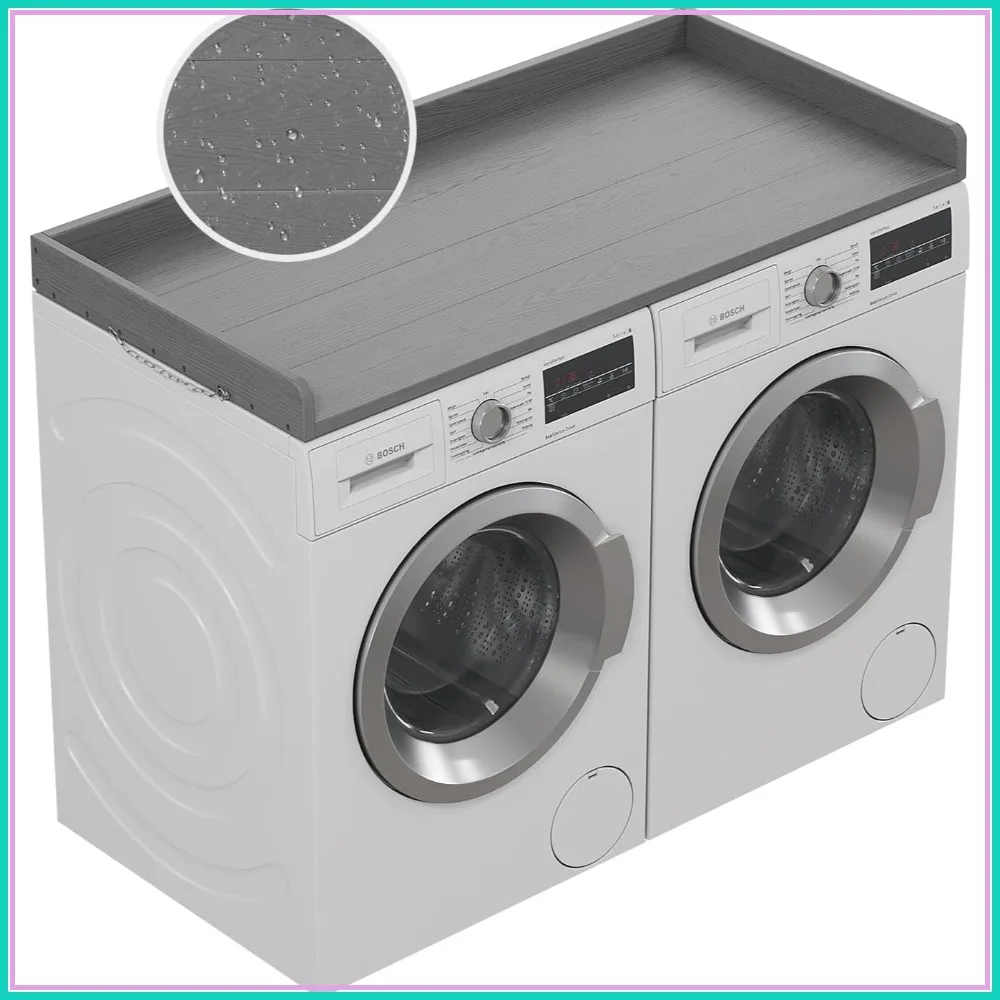 

HDPE Washer Dryer Countertop, No Installation, Non-Absorbent, Leak-Proof, Laundry Room Organizer, Grey