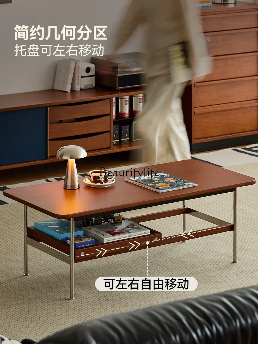 yj21 Solid Wood Small Apartment Living Room Style Simple Mid-Century Small Table Sofa Coffee Table