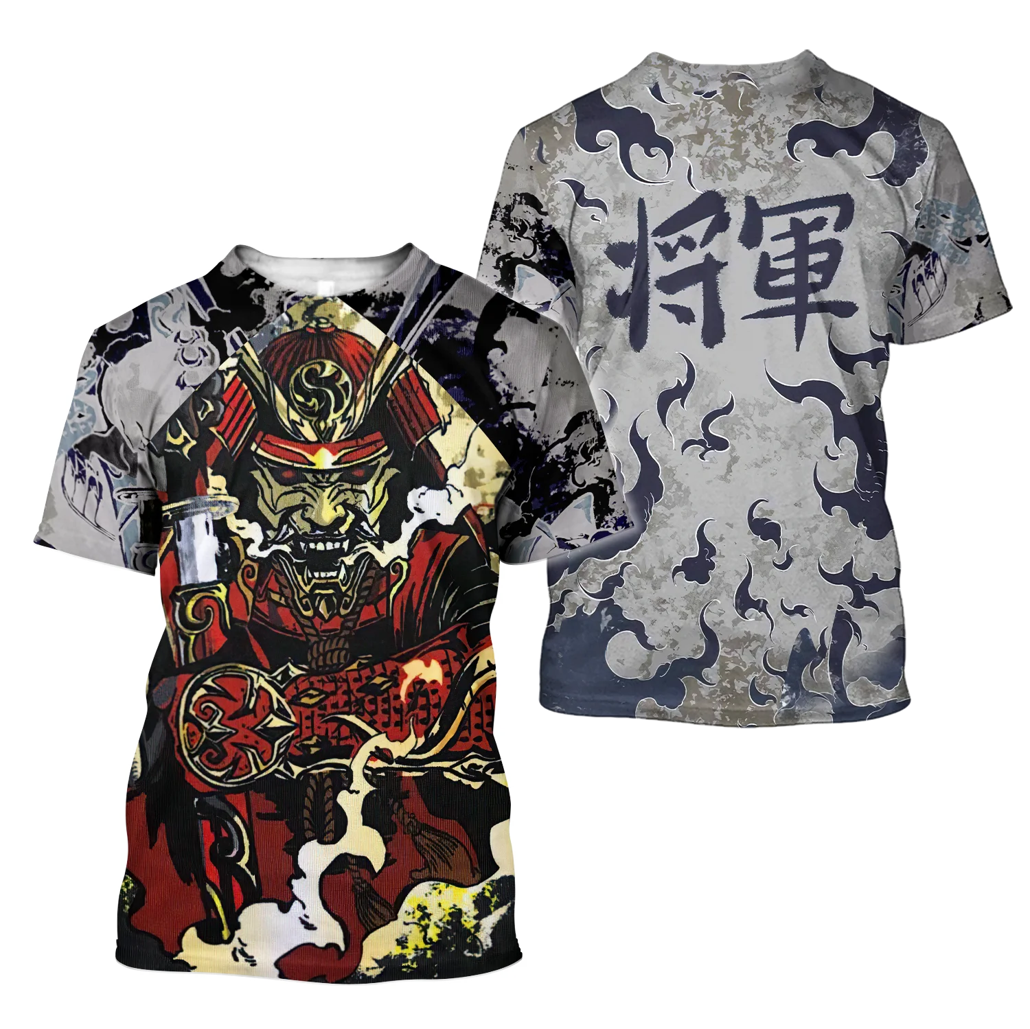 Samurai Oni Mask Tattoo Costume 3D All Over Printed men's suit T-Shirt & Shorts Combo Unisex summer Cool Casual t shirt LMTZ07