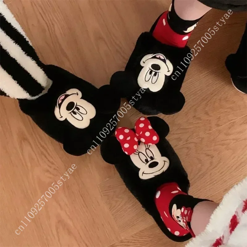 شباشب ميكي ميني ماوس أحذية ديزني كارتونية شتوية قطيفة مضادة للانزلاق وناعمة لتزيين الحفلات والعطلات هدية أحذية قطنية #6