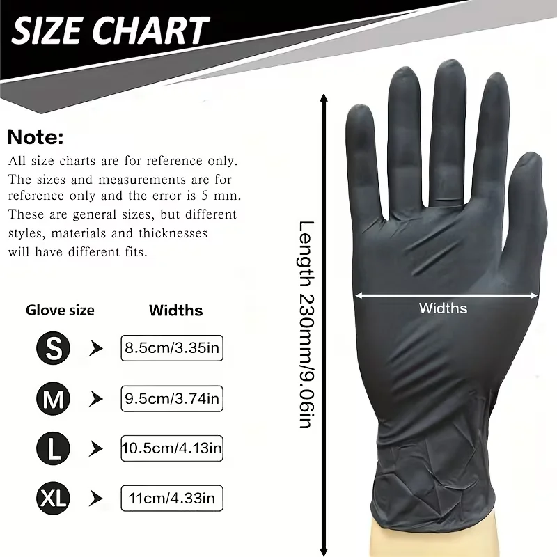50/100Pcs Black Nitrile Disposable Gloves for Work Latex Free Home Cleaning Glove Textured Mechanic Tattoo Hair Dye Beauty
