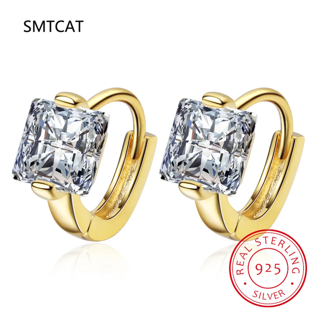 Princess Cut Moissanite Square Hoop Earrings 0.5CT Lab Diamond Hoop Huggies Earring 925 Sterling Silver Loop Earring for Women
