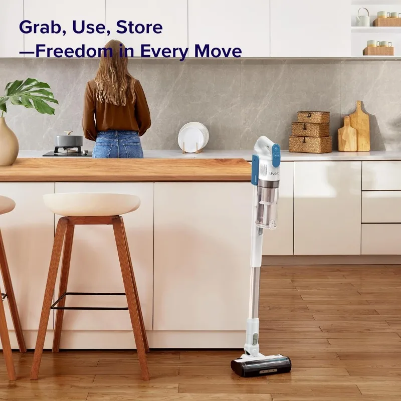 مكنسة كهربائية لاسلكية، عصا مكنسة كهربائية بتصميم مقاوم للتشابك، حتى 50 دقيقة، شفط قوي، قابلة لإعادة الشحن، خفيفة الوزن