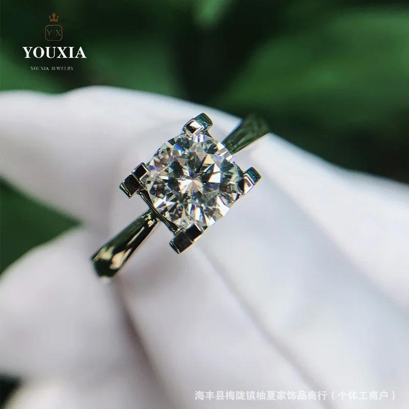 Sterling Silver Bull Head Ring Featuring Precision Inlaid Moissanite Stones in Elegant U Shape Design with Adjustable Opening an