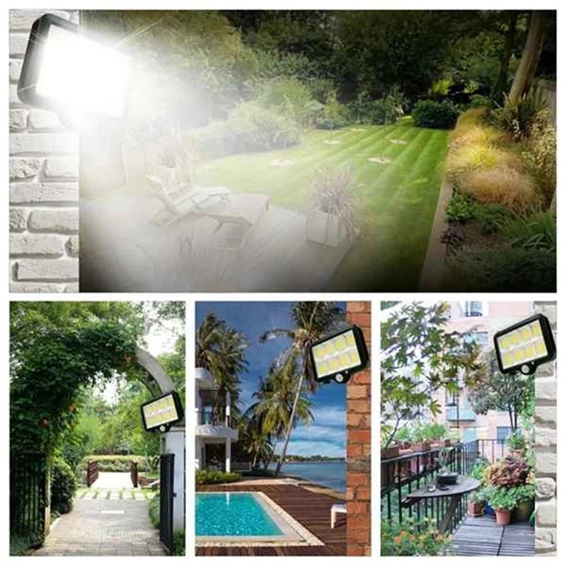 2Pc 2000 Lumen 160 Leds Solar Wall Lights IP65 Waterproof Wired Motion Sensor Security Flood Light 360 Degree Adjustable