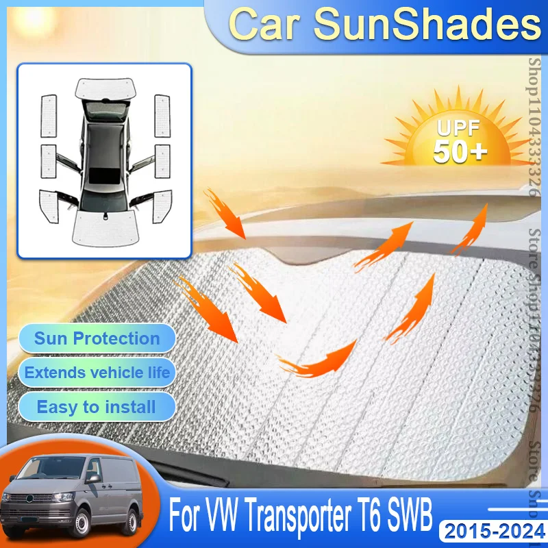 

For Volkswagen VW Transporter T6 T6.1 SWB 2015-2024 Car Sunshades Anti-UV Car Window Shading Sunscreen Window Cover Accessories