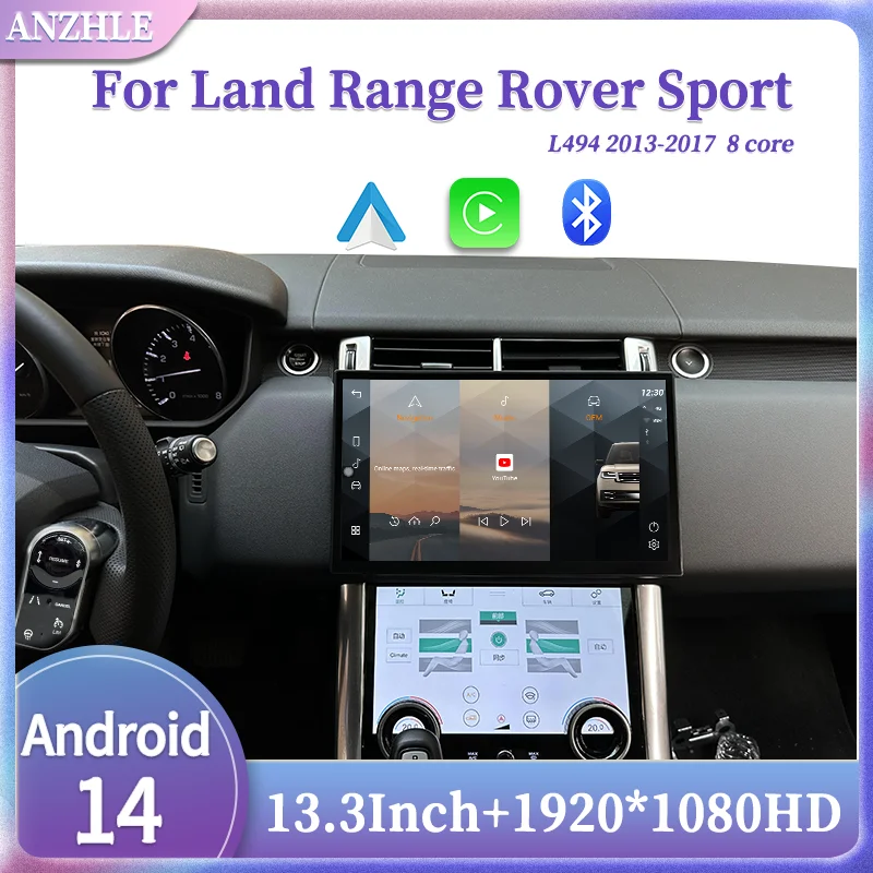 13.3 inch Android 14 For 2013-2017 Range Rover Sport L494 Multimedia Player Radio Carplay Auto Retains The Original Feature Menu