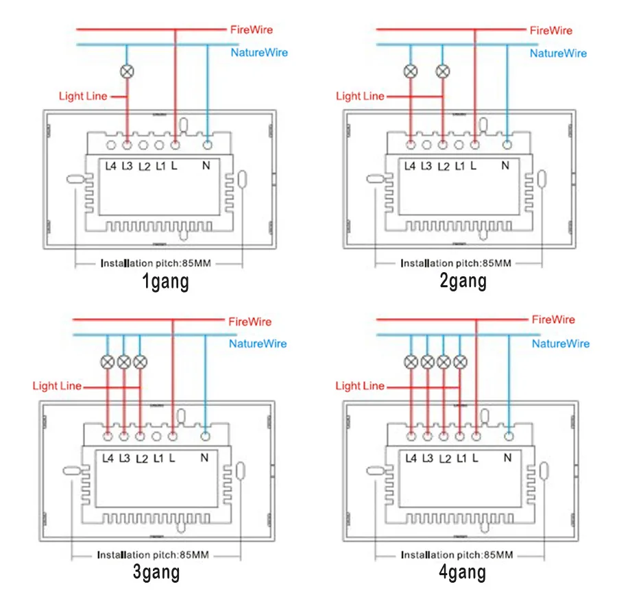White WiFi Smart Wall Switch Neutral Wire Needed Wireless Smart Life Tuya Remote Control Single Fire Work With Alexa RF433