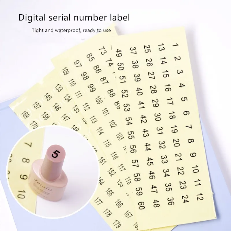 Nail Art Numbering Digital Label Nail Polish Color Gel Varnish 1-60/ 61-120/121-180 Number Labelor Sticker Marking Manicure Tool