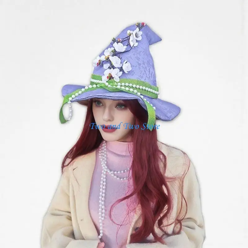

HX6F Stylish Witch Hat Breathable Polyester Costume Headwear For Easter Holiday Party Dressingup And Festival Gatherings