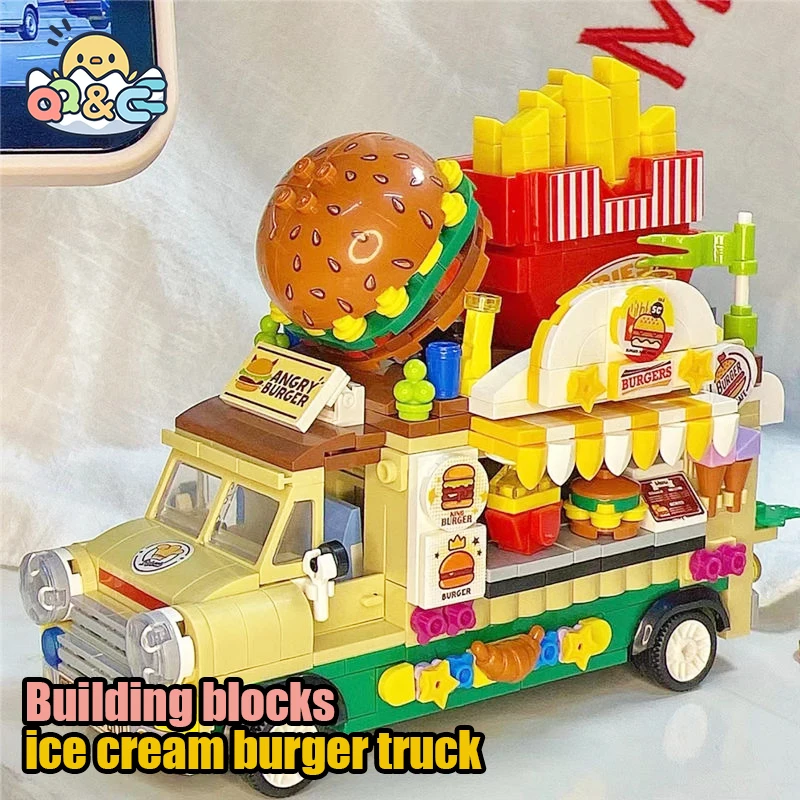 

Food Ice Cream Building Blocks Truck Burger truck Bricks Mini Creative Model Puzzle Assembly Educational Toys for Girls Gifts