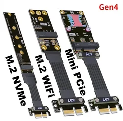 M.2 NVMe/M2 WiFi/Mini-PCIe SSD To PCIe 4.0 x1 Extension Cable Key-M/Key A.E/mPCIe Gen4 x1 Riser Ribbon Adapter R15JF R16JF R14JF